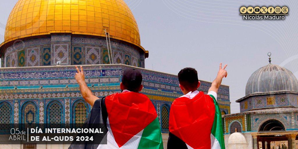 Hoy se conmemora el Día Mundial de Al-Quds en medio del recrudecimiento del conflicto Israel-Palestina. Lo que el régimen de Tel Aviv hace contra el Pueblo palestino es un genocidio, y no podemos ser indiferentes. Venezuela condena y repudia la cínica y flagrante violación del