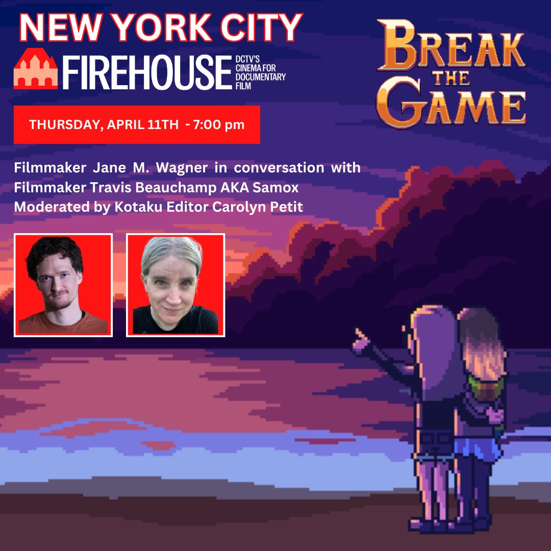 Hey NYC! Come through next Thursday evening when I'll be moderating a Q&A between filmmakers @JaneMWagner and @_samox_ after a screening of Jane's powerful new documentary @Break_The_Game about speedrunner Narcissa Wright at @DCTVny. (Link to tix in next tweet)