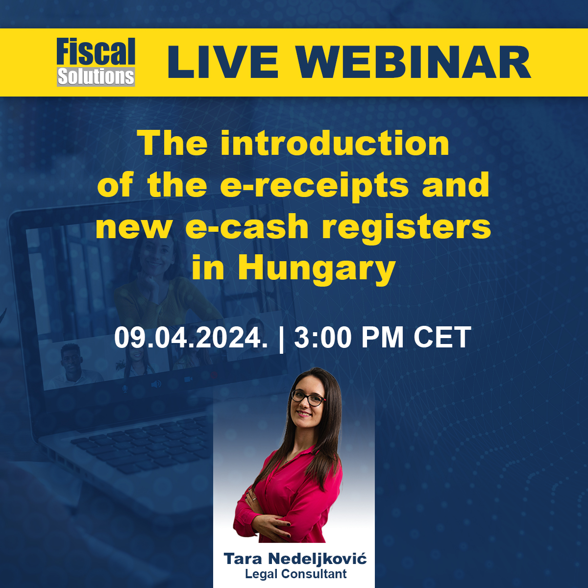 Our exclusive live webinar is just around the corner! Have you already secured your spot and registered?

Our legal consultant, Tara Nedeljković, is thrilled to tell you more about e-receipts and e-cash registers in hashtag #Hungary!

So, get started, the registration link is in…