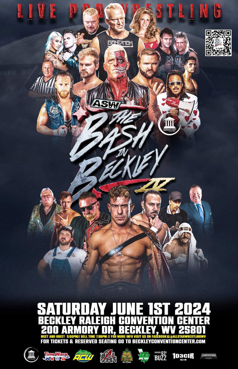 This is going to be the biggest Bash In Beckley, yet. Unbelievable lineup of current stars, Legends, and some of the very best in Indy Talent. Don't miss this huge night. Sponsored by @StephenPNew @103CIR @Channel935. Get tickets at beckleyconventioncenter.com Or visit…