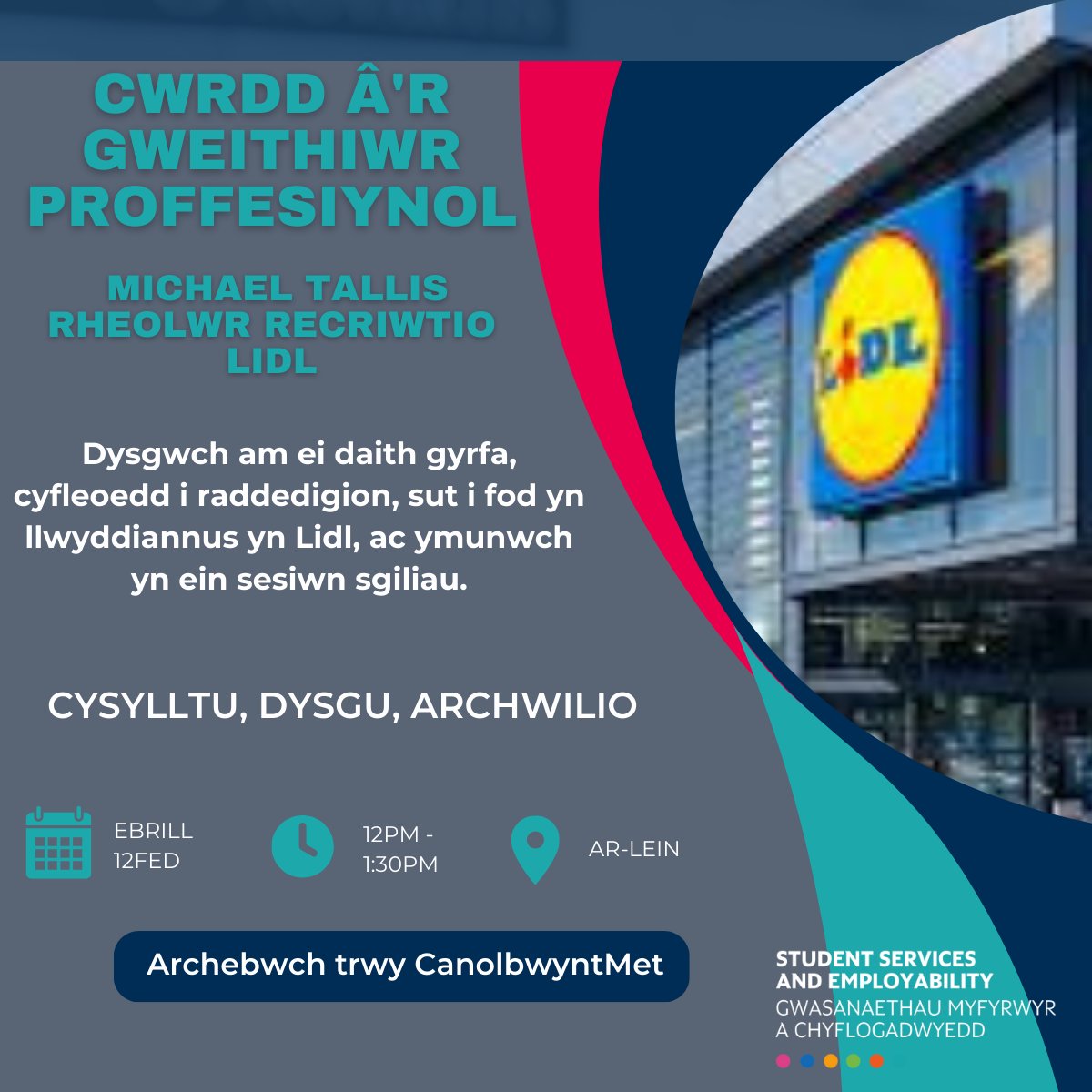 Meet the Professional! Hear from Mike Tallis, a Recruitment Manager at Lidl. Listen to his career journey, the graduate opportunities at Lidl, as well as taking you through a skills session to improve your confidence. methub.cardiffmet.ac.uk/s/careers-entr… #cardiffmet #Careers