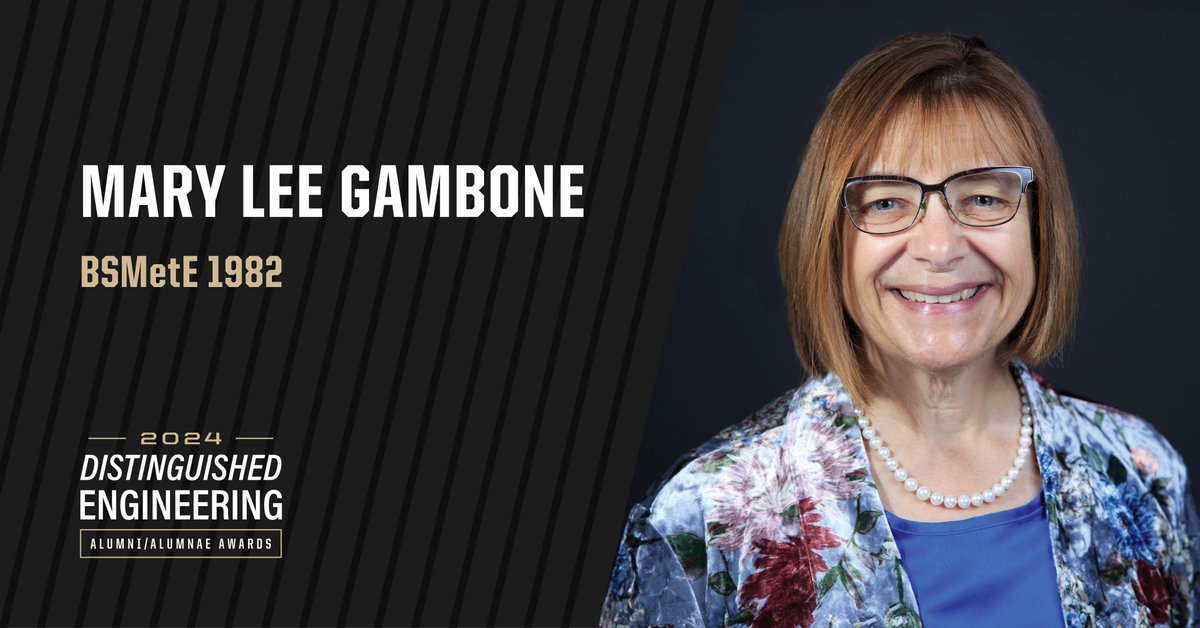 #PurdueEngineering continues to unveil the Distinguished Engineering Alumni Class of 2024, which will be honored April 11. Next up, alumna Mary Lee Gambone, who became the first woman at @RollsRoyce to hold the title of senior fellow in 2022.  engineering.purdue.edu/Engr/People/Aw…