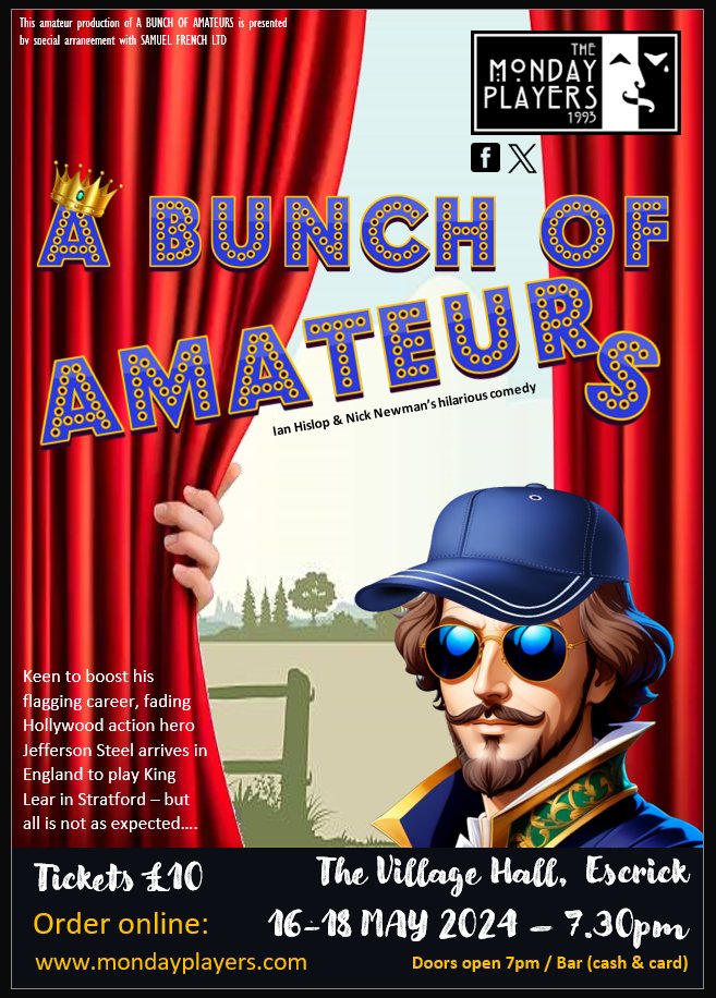 Tickets are on sale NOW for our May 2024 production of the comedy A BUNCH OF AMATEURS by <a href="/ianhislop/">ian hislop</a> and Nick Newman.

Tickets available to order online at:
mondayplayers.com/buy-tickets

#YORKSHIRE