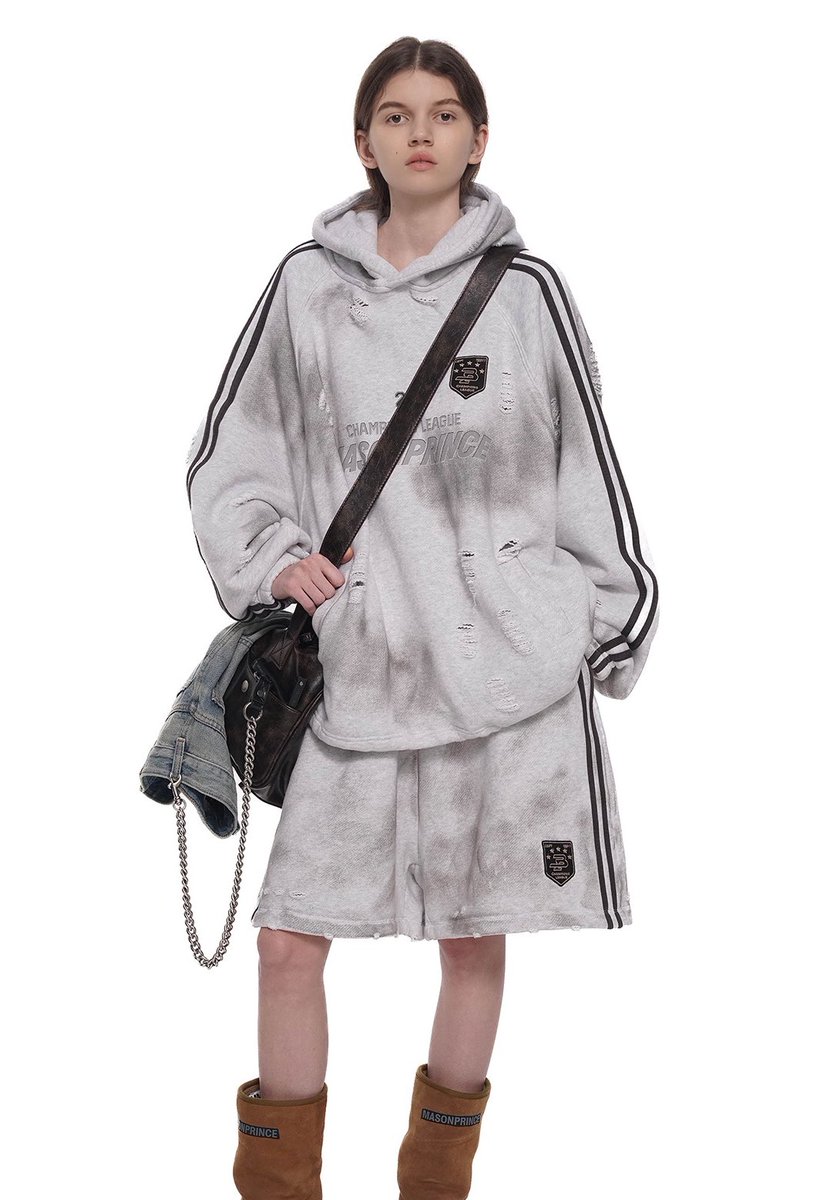 M.P Studios】 ワイドシルエット サイドライン ダメージ&汚れ加工