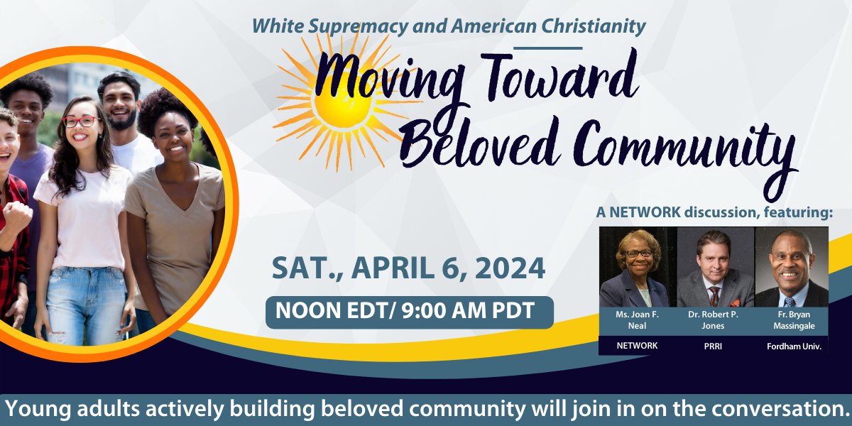 @UUTwitter, Explore how white supremacy connects to US Christianity w/ @NETWORKLobby & @robertpjones White Supremacy & American Christianity: Moving Towards Beloved Community Sat. April 6 12:00 pm ET  •  11:00 am CT • 10:00 am MT • 9:00 am PT mobilize.us/network/event/…