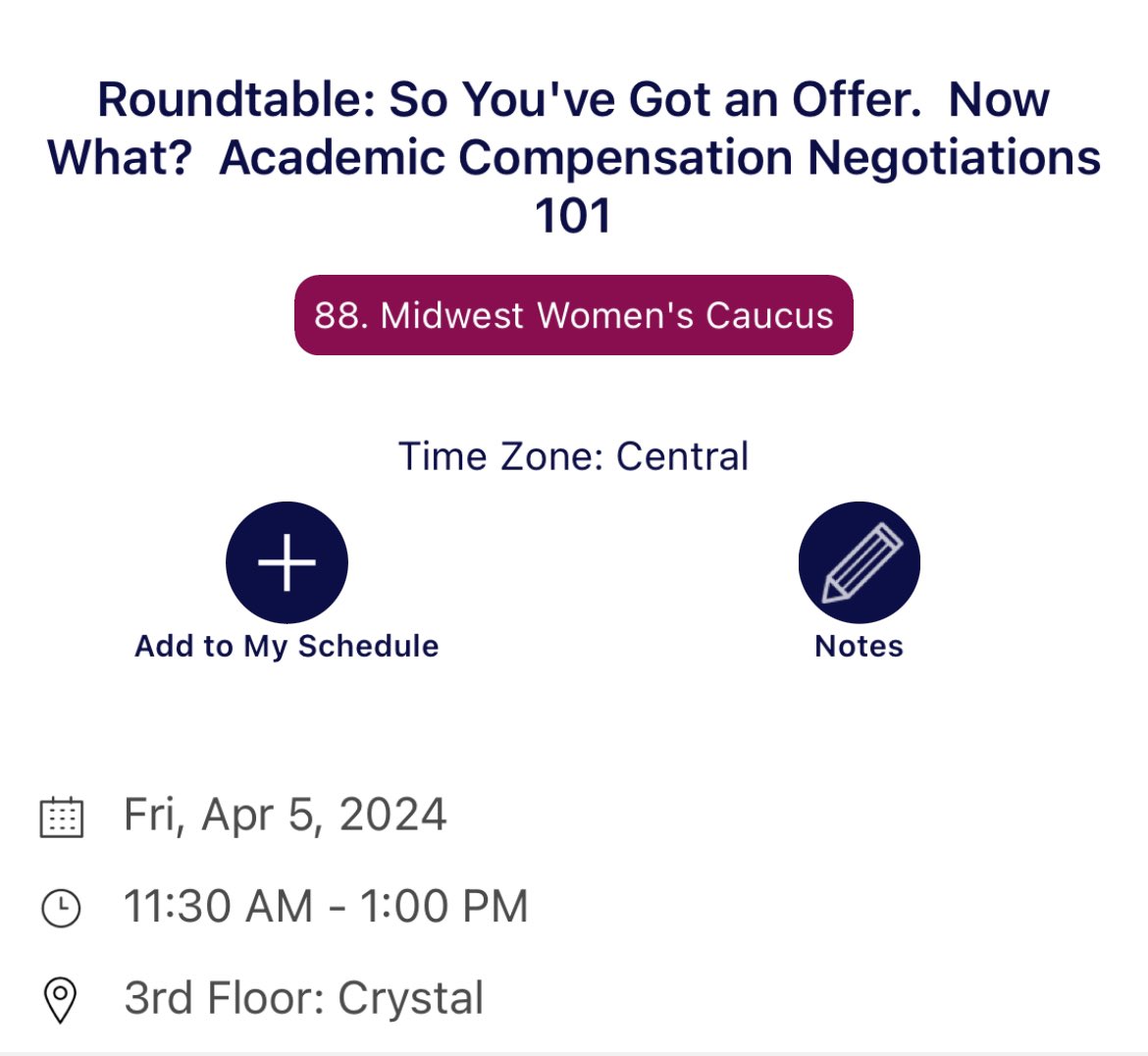 Hello @MPSAnet - we have a busy day in the caucus today! We have a panel, a workshop, and a business meeting. Come see us. First up: a round table/workshop on job offers. 11:30 in the Crystal Room on the 3rd floor w/@Dr_Atchison and @KarenKedrowski