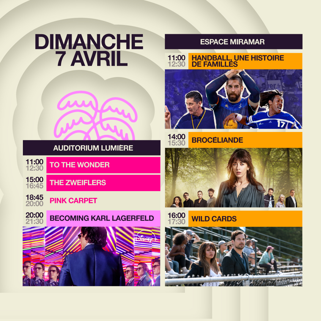 Programme du jour 📅 2 bonnes nouvelles aujourd'hui ! 1) c'est dimanche 2) et voici la belle journée qui vous attend à #CANNESERIES ! 🤌 Plus d'infos sur CANNESERIES.com