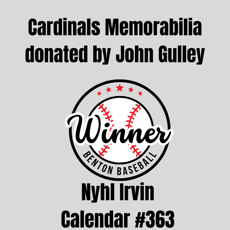 btownbaseball1's tweet photo. Today's winner of Cardinal Memorabilia donated by John Gulley is Nyhl Irvin! Congratulation Nyhl!! https://t.co/wVNH6oFKk4