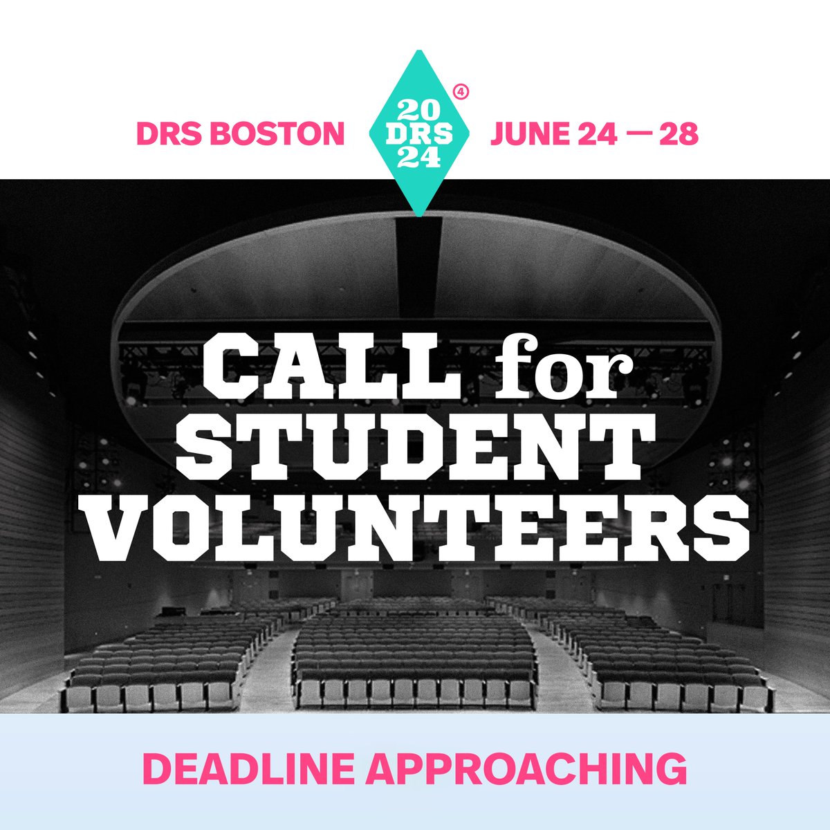 The deadline for the Call for Volunteers is approaching! 📢 This opportunity is ideal for students looking to engage with the design and research community. Learn more and submit your applications by Tuesday, April 9, at the link below. drs2024.org/call-for-parti…