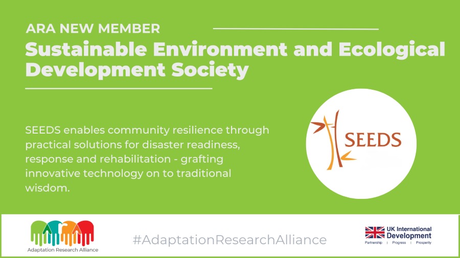 SEEDS is proud to be selected as a member of #AdaptationResearchAlliance. Our work towards #climate #adaptation in 225 climate-vulnerable districts of India to reach 315 million people envisions a partnership-based approach to provide local solutions with global best practices.