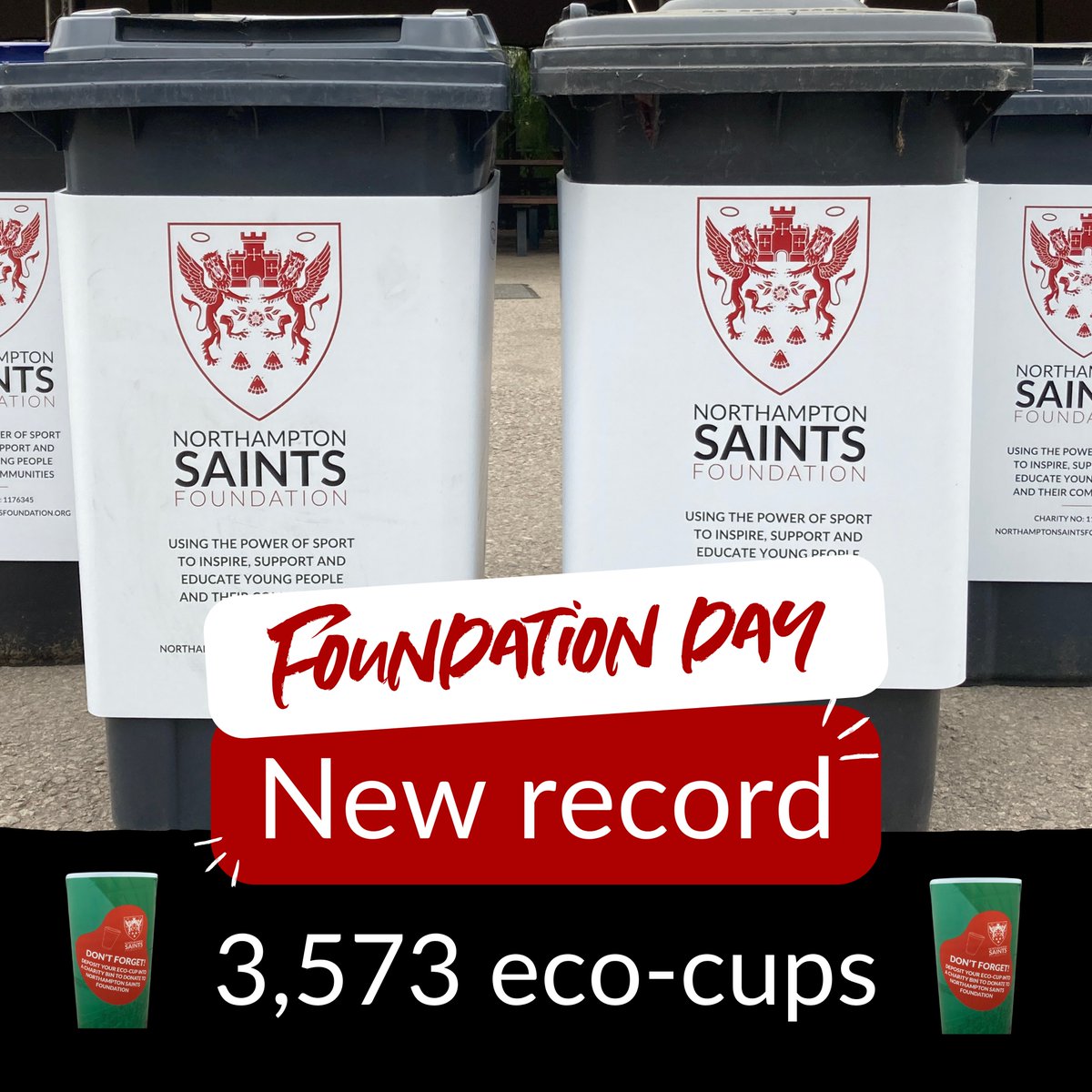 Thank you to everyone who donated their eco-cup! An incredible amount collected and you beat the total from last year, which stood at 1,928 👏 For more information and where to find our eco-cup bins on match-days, please head to our website!