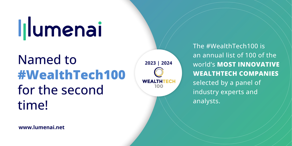 Lumenai_Invest's tweet image. Two Years In A Row! Lumenai has been named to the prestigious #WealthTech100 list again! 

linkedin.com/feed/update/ur…

#FinTech #InvestTech #InvestmentStrategy #AIinFinance #AIpowered #DigitalTransformation #WealthTech100 #AIOCIO #AISubadvisor #AIOverlay