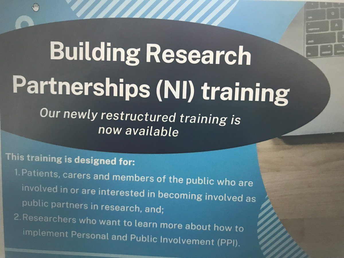 The next Building Research Partnerships NI training will be online on Wednesday 22 May, 2.00pm – 3.30pm. Open to researchers, patients, carers & the public who are involved in or are interested in becoming involved in research. #NICTN For more info visit: research.hscni.net/event/22-may-2…