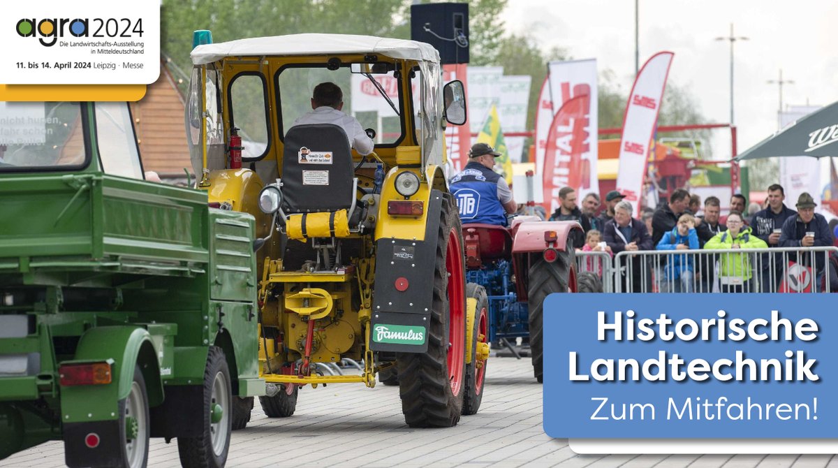 agraMesse's tweet photo. 😁🚜 Spazierfahrt gefällig? Bei der #agra2024 gibt es in diesem Jahr natürlich auch wieder die coolen historischen #Landmaschinen in der Traktorarena im Freigelände 2! Zwei mal täglich könnt ihr sie bestaunen - und gern auch mitfahren! 🚜😁 https://t.co/vslXDECfED