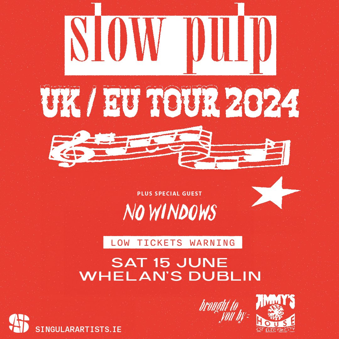 ⚠️ 𝗟𝗢𝗪 𝗧𝗜𝗖𝗞𝗘𝗧 𝗔𝗟𝗘𝗥𝗧 ⚠️ The Edinburgh based songwriting duo @NoWindowsMusic will be special guest to @slowpulpband at @whelanslive on Saturday 15th June! Tickets are running low, get yours before they're gone! 🎟 👉 bit.ly/SlowPulp-gig @singularartists