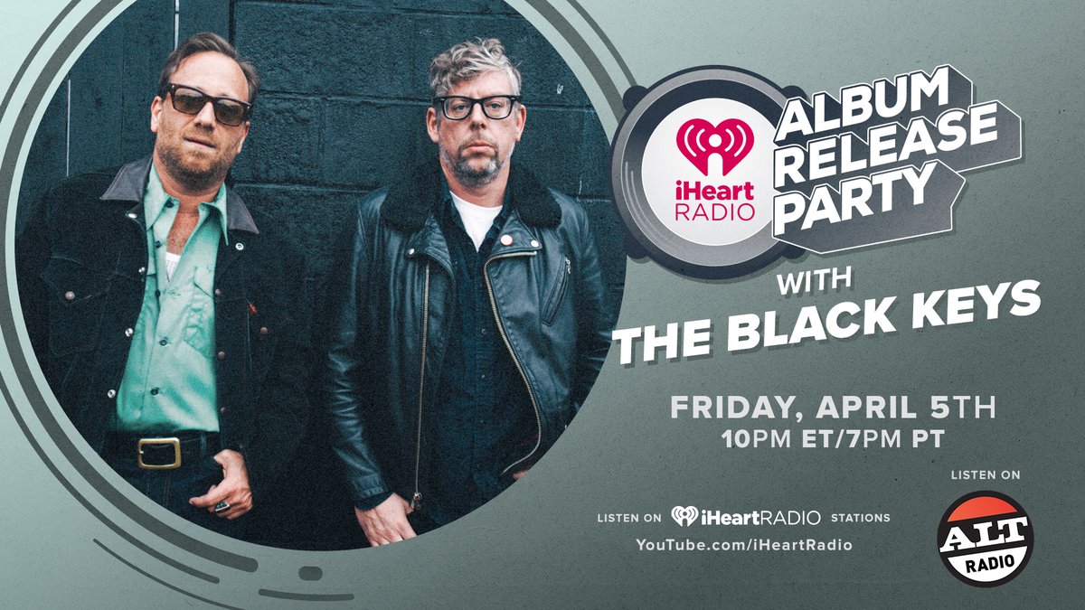 TONIGHT!!! Don't miss our iHeartRadio Album Release Party with @theblackkeys 🔥 #iHeartTheBlackKeys Listen at 10pm ET/ 7pm PT: ihr.fm/ALTx