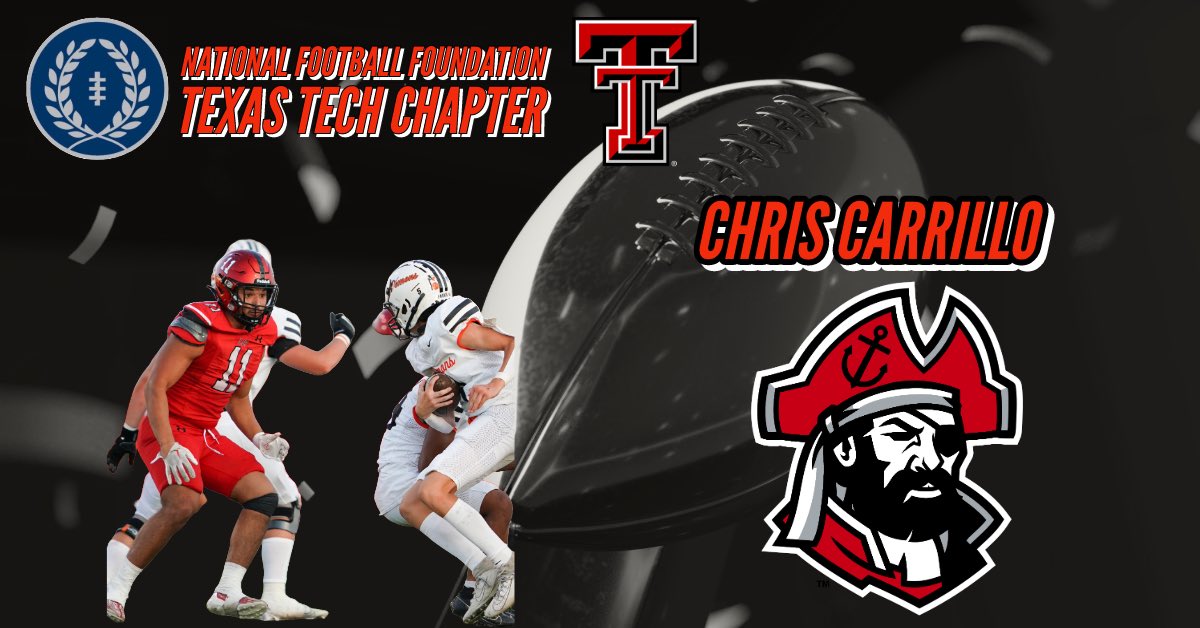 A 3-year 🏈 starter &amp; FB Captain 2023 at Lubbock Cooper ➡️ Congratulations to 𝐂𝐡𝐫𝐢𝐬 𝐂𝐚𝐫𝐫𝐢𝐥𝐥𝐨 the next 2024 <a href="/NFFTexasTech/">NFF Texas Tech Chapter</a> Scholar Athlete. 
 
<a href="/FootballLCP/">Lubbock-Cooper Pirate Football</a> | <a href="/NFFNetwork/">National Football Foundation</a> | @ccar_06