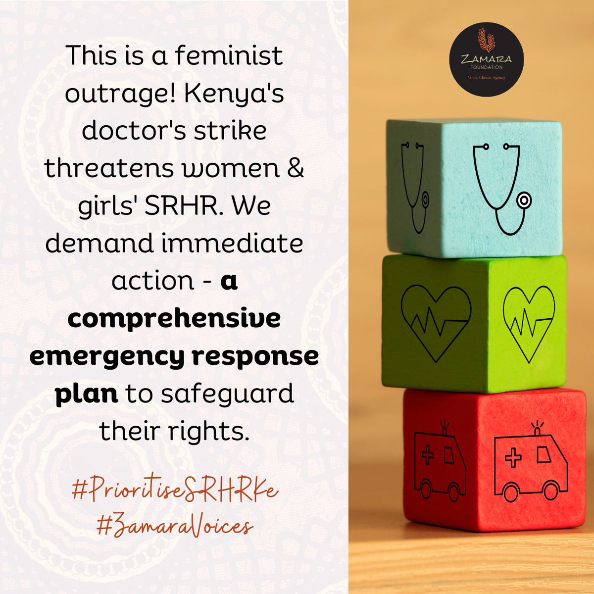 Promote education and awareness on SRHR to dismantle stigmas and empower individuals to make informed decisions about their health. #PrioritiseSRHRKe #ZamaraVoices @Zamara_fdn