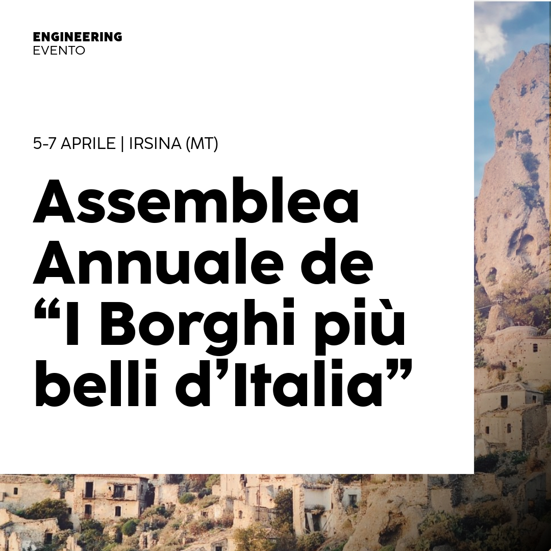 Che supporto dà la #tecnologia alla valorizzazione culturale e turistica locale? Di questo parla @Municipia_Spa, società del Gruppo, da oggi a domenica a Irsina (Mt), dove si è in corso l’Assemblea Annuale de “I Borghi più belli d'Italia'. Scopri di più: eng.it/whats-on/event…