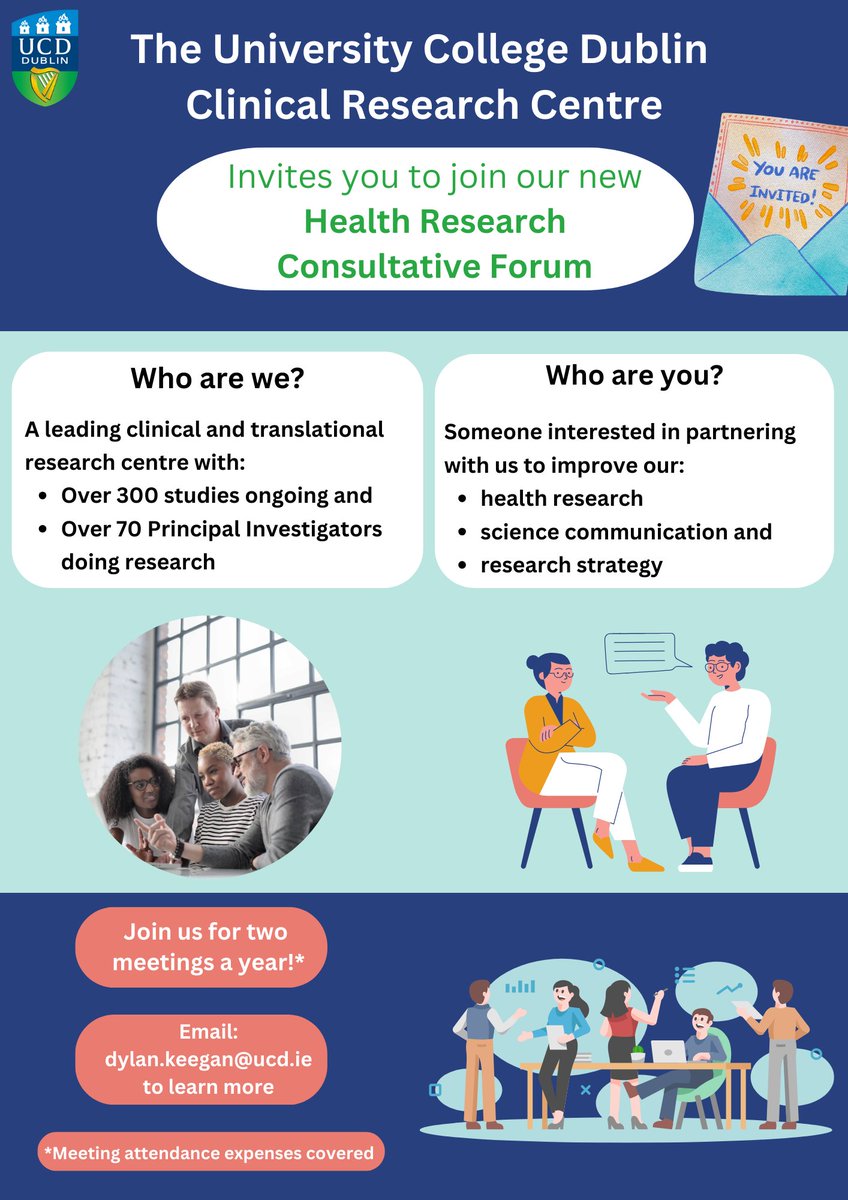 Passionate about improving health research?😀 Join our Health Research Consultative Forum. Open to all who share our passion for driving impactful change. Let's collaborate! #PPI Contact: dylan.keegan@ucd.ie for more information