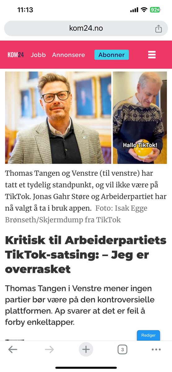 PST advarer mot TikTok og på Stortinget kan vi ikke ha appen installert, men <a href="/Arbeiderpartiet/">Arbeiderpartiet</a> og <a href="/jonasgahrstore/">Jonas Gahr Støre</a> velger likevel å satse på TikTok. Det er vi i <a href="/Venstre/">Venstre</a> mildt sagt kritiske til.