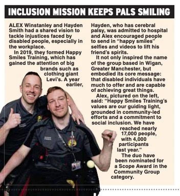 Thank you to those who told us they had spotted our co-founders Haydn & Alex in a recent issue of the @Daily_Express! 👀 📰 Thank you for the lovely article about our team being shortlisted in the @scope #DisabilityEqualityAwards this year! We’re very honoured! 💛
