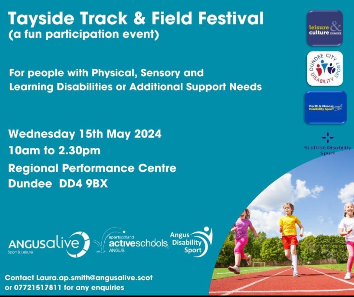 Always a highlight event of the year! For more information, please comment or reach out to your Active Schools Coordinator, School, Angus Disability Sport or via the details on the visual. #SportAcrossScotland #ActiveAngus