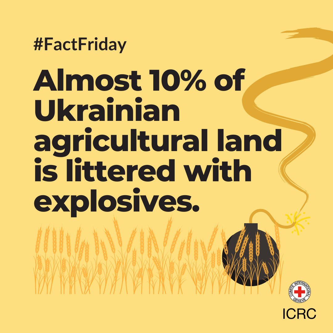 #FactFriday 💬 📍 Ukraine | The presence of explosives in agricultural land poses a significant risk to rural communities, endangering their lives and disrupting their livelihoods. Farmers and agricultural workers face constant danger in their fields👇