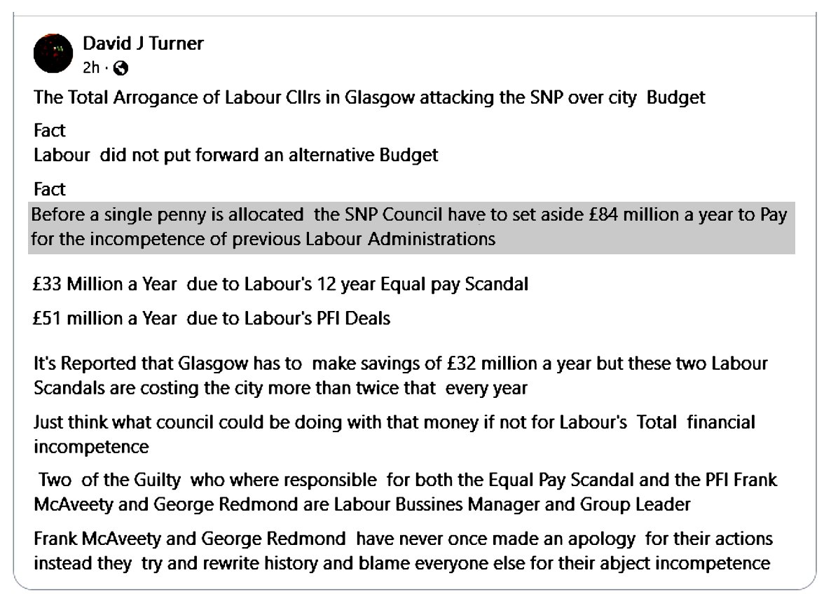 @AnnieWellsMSP Glasgow has been 'allowed' to 'plunge into shocking decline' has it? Nothing to do with Financial Accounting Unit of UK Labour in Scotland debt has it?