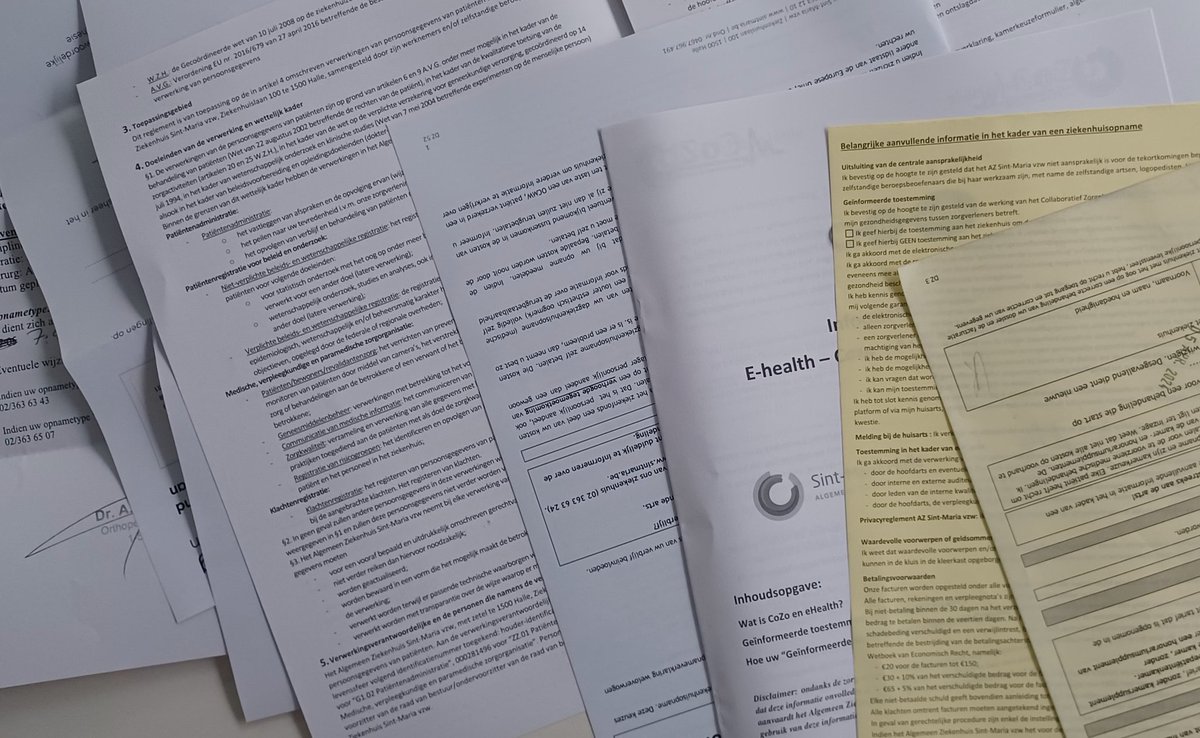 De Belgische gezondheidszorg is goed, de administratie die ermee gepaard (foto: papieren voor een routine-ingreep van 3 cm) ronduit fenomenaal @be_gezondheid