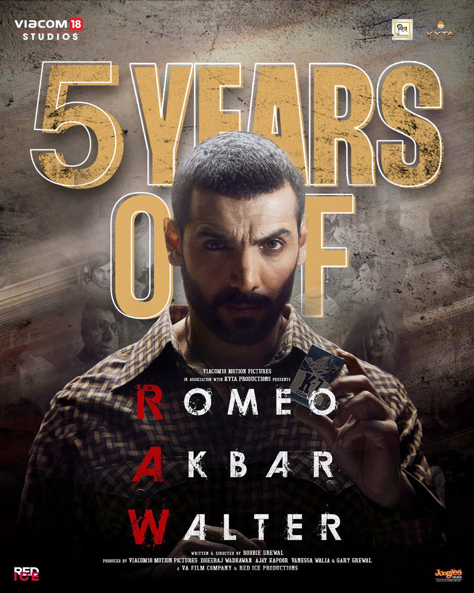 The masterpiece spy thriller turns 5 today! 🎥🍿 #RomeoAkbarWalter #Viacom18Studios