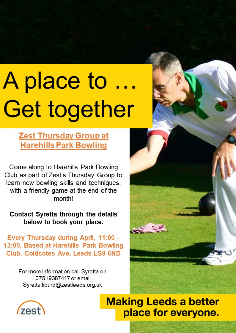 Zest's Thursday Group has been invited to attend @ClubHarehills every Thursday during the month of April! Please note that in order to attend you first have to book with Syretta through the contact details on the flyer. 📞 #leedswalks #activeleeds #leedsactive #getactive