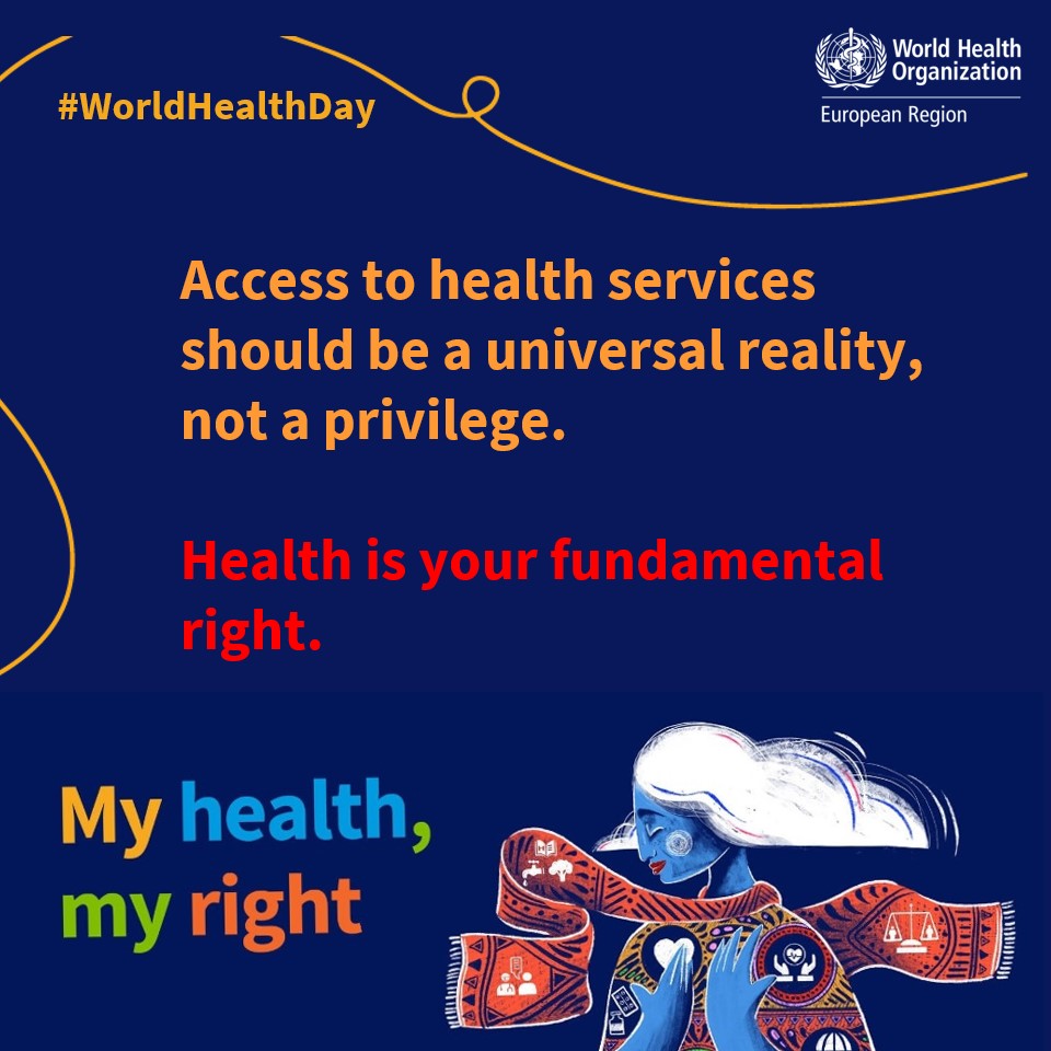 This Sunday is #WorldHealthDay! Good health is a human right. Everyone deserves safe, quality care and bodily autonomy without discrimination. WHO calls on the world to stand up and demand, #MyHealthMyRight 🌎 🏥 Learn more and make your voice heard: bit.ly/3J3m8W2