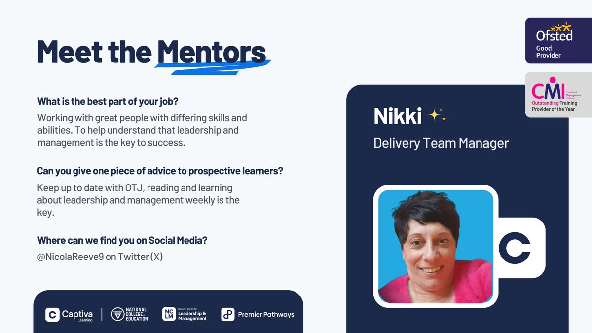 We couldn't have a Meet the Mentor series without @NicolaReeve9 💫 A Captiva and apprenticeships veteran, if there's someone's advice you should listen to, it's Nikki's!