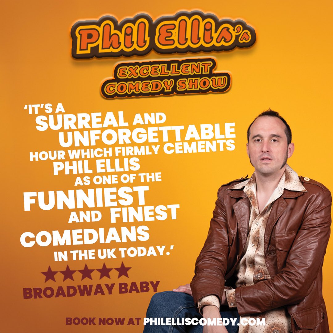 🎉SWINDON! I hope you’re ready for ‘Phil Ellis’s Excellent Comedy Show’ to come trundling through your door TONIGHT 8pm @SwindonArtsCent It’s going to be lots of fun! I’m so excited I’ve even booked a Travelodge. 🙀 🎟️ tickets available here: philelliscomedy.com