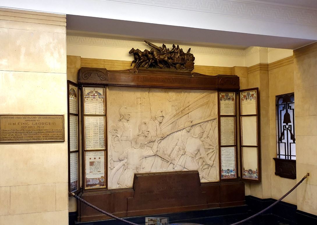 It's sculptor Gilbert Bayes' 152nd birthday this week. His work, in the Memorial Hall at our former HQ, commemorates firefighters who lost their lives protecting London. @LFBMuseum plan to open the Hall in September for @openhouselondon orlo.uk/THgOM #FireFactsFriday