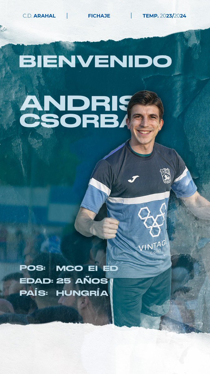 CDArahalBpie's tweet image. NUEVO FICHAJE | ANDRIS CSORBA 

DENLE LA BIENVENIDA FAMILIA!!

Desde tierras húngaras os presentamos a nuestra última incorporación, ANDRIS CSORBA jugador de 3ª división húngara. Llega a nuestras filas un jugador rápido, fuerte y con mucha visión de juego.

#VAMOSCDA #CDA
