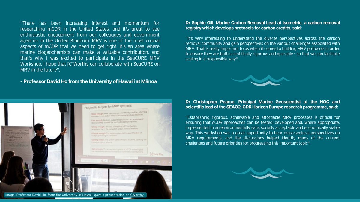 How best to monitor, report & verify #OceanBasedCarbonDioxideRemoval? Leading academics, government & industry reps gathered to discuss #oCDR approaches in workshop chaired by @seacure_co2 partners @UniofExeter & PML: pml.ac.uk/News/IN-DISCUS… @uhmanoa @_CWorthy @NOCnews @ucdavis