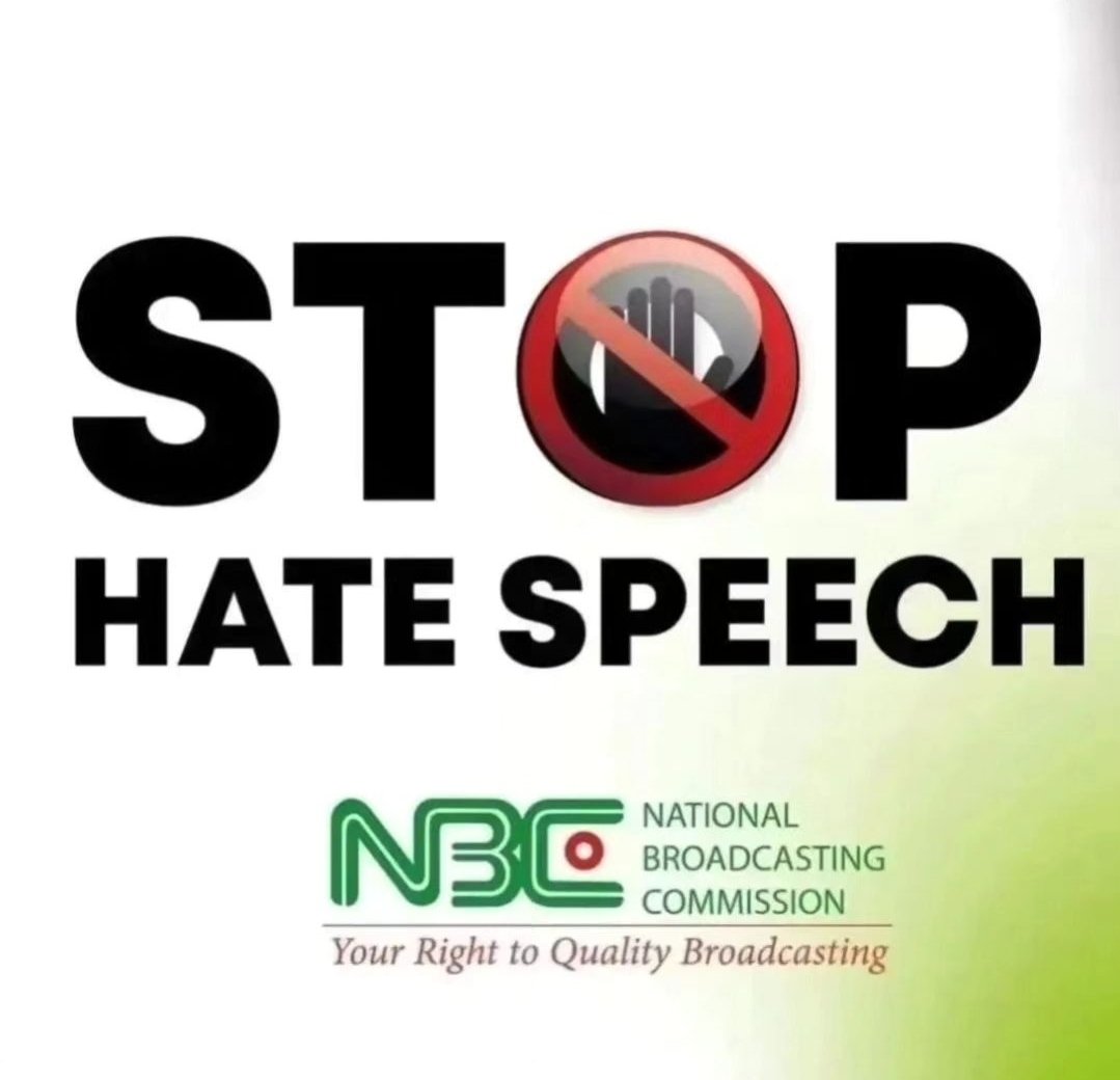 #hatespeech #stophatespeech #saynotohatespeech #NBCode The Nigeria Broadcasting Code on General Programming Standard, Section 3.1.2 reads “Broadcasting shall promote human dignity, therefore, hate speech is prohibited'. @NtaNewsnow @AIT_online @channelstv @TVCconnect @Arisetv