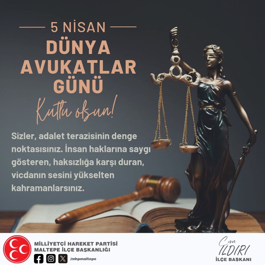 Tüm Avukatlarımızın 5 Nisan #AvukatlarGünü Kutlu Olsun