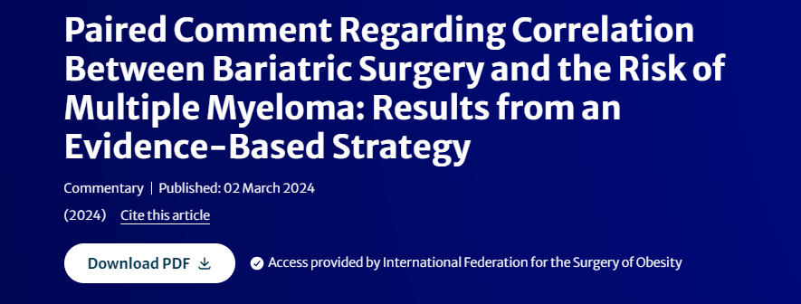 Obesity Surgery is now adding invited “Paired Editorials” that will cover unexplored findings or even counterpoints to selected accepted papers. Abdo & Bachour are hematologists with the first opinion piece on the featured paper of the month👇 DOWNLOAD: rdcu.be/dDmSJ