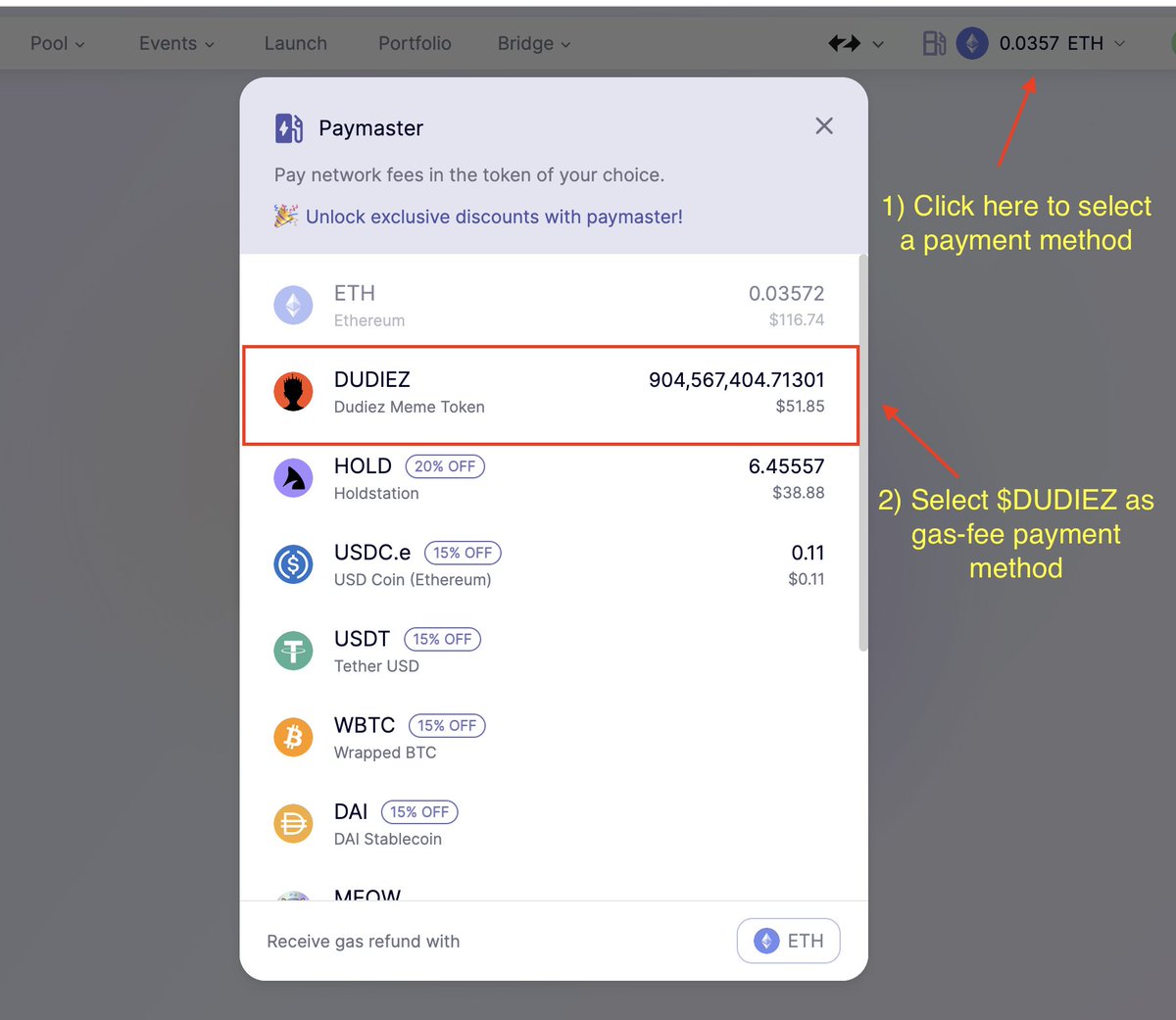 The Paymaster revolution marches on @zkSync! Now you can use $DUDIEZ as your gas-fee payment method for all transactions on @syncswap. Dive into a seamless trading experience🚀