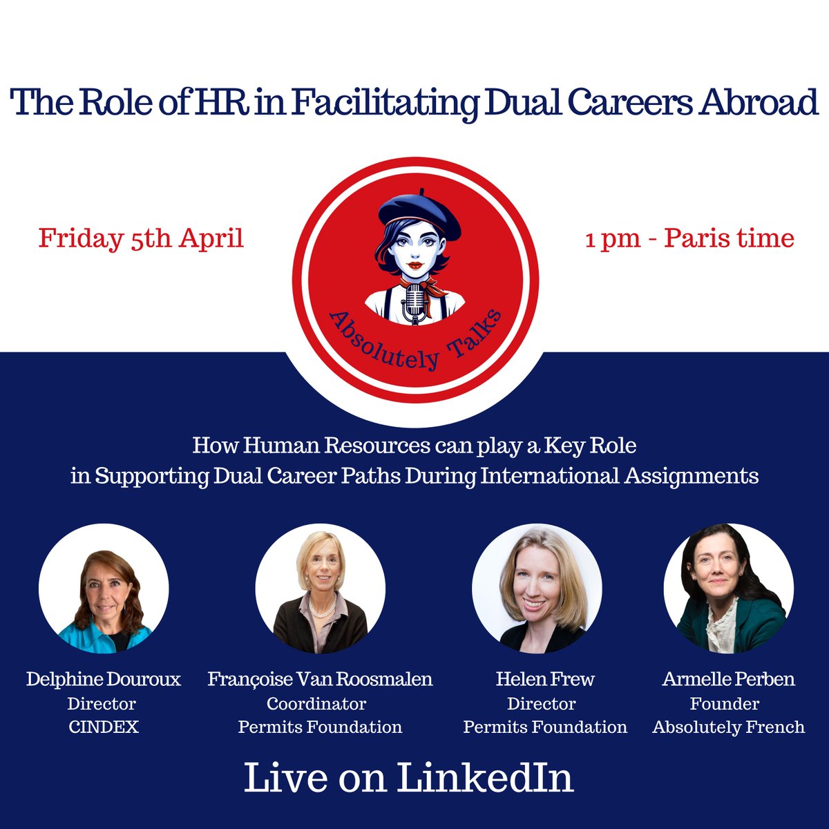 LIVE IN ONE HOUR | Absolutely Talks: The Role of HR in Facilitating Dual Careers Abroad

Friday 5 April at 13:00 (CEST)
Event link: lnkd.in/eDHseX6v

#Dualcareers #Globalmobility #HumanResources