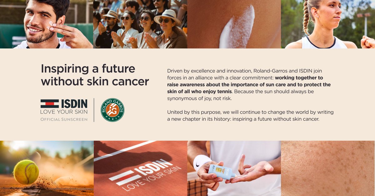 ISDIN (@isdin) on Twitter photo 🎾 Felices de anunciar nuestra alianza con
<a href="/rolandgarros/">Roland-Garros</a>, como fotoprotector oficial del torneo, con el objetivo de inspirar un futuro sin cáncer de piel.
#ISDIN #RolandGarros #Fotoprotección #Tenis 🎾 Felices de anunciar nuestra alianza con
<a href="/rolandgarros/">Roland-Garros</a>, como fotoprotector oficial del torneo, con el objetivo de inspirar un futuro sin cáncer de piel.
#ISDIN #RolandGarros #Fotoprotección #Tenis