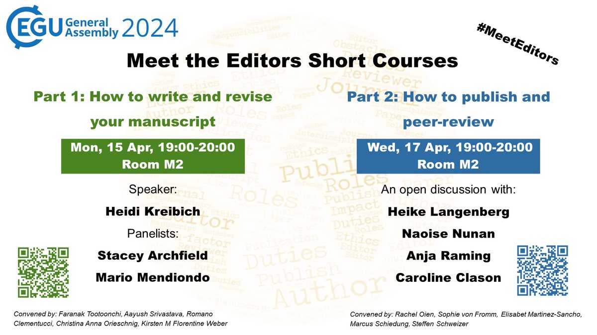 Planning your week for #EGU24 yet?✍️ For #ECS gearing up to publish their research, we've got something in store!🌱💡 #MeetEditors #science #research w/ @MendiondoMario @heikelangenberg @Caroline_Clason