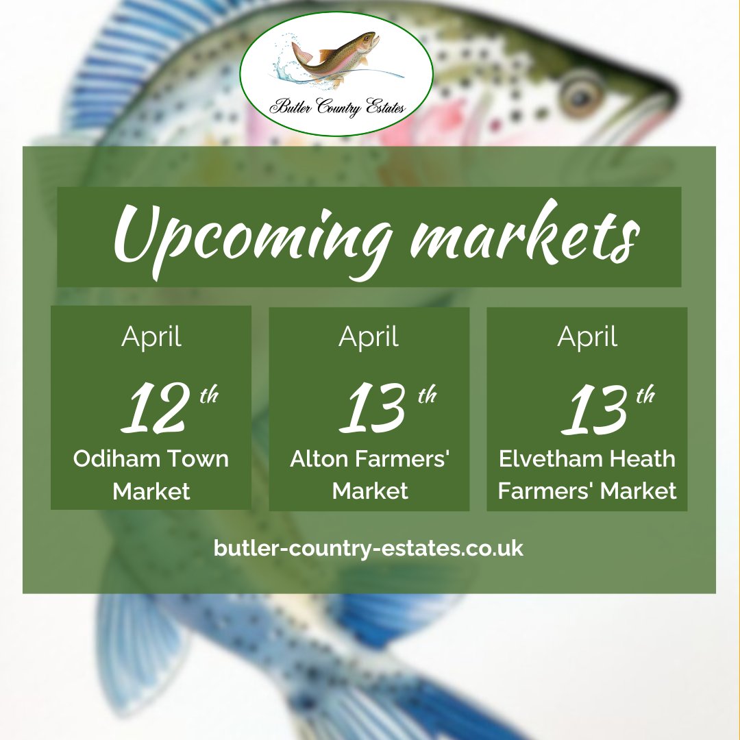 Join us this weekend at our regular markets!
Looking forward to seeing you!
⭐️🐟💚⭐️

#hampshiretrout #freshtrout #smokedtroutpate
#freshsmokedtroutpate #smokedfish #smallbusiness #supportlocal #buylocal #localproduce #foodproducers #farmersmarket #awardwinner #awardwinning