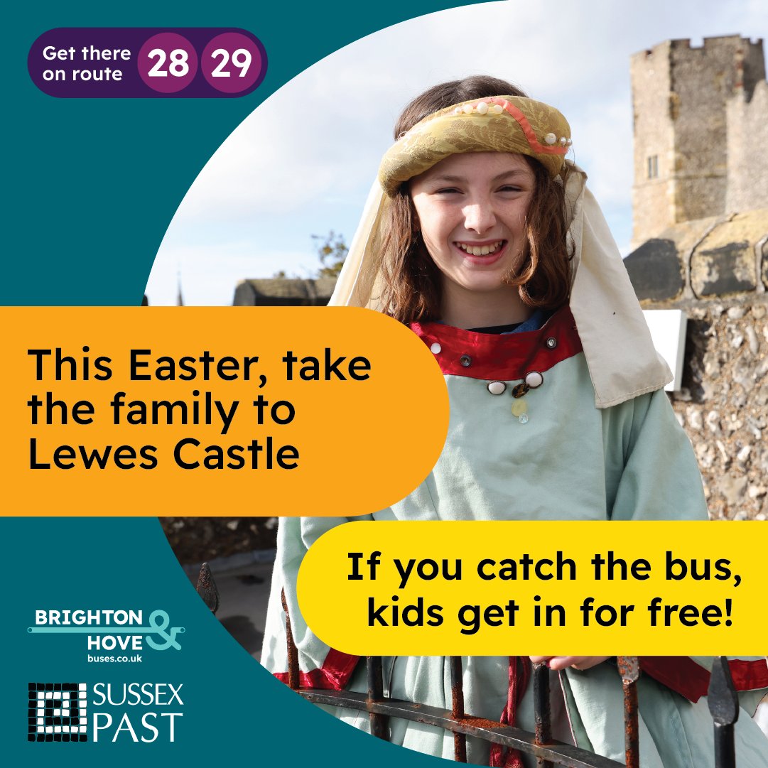 Head to @LewesCastle this Easter where kids go free at with a valid bus ticket! 👀 Take Route 28/29 to get there, and remember, up to 4 kids go free with one adult on our buses! Find out more about this amazing deal here: buses.co.uk/lewes-castle-d…