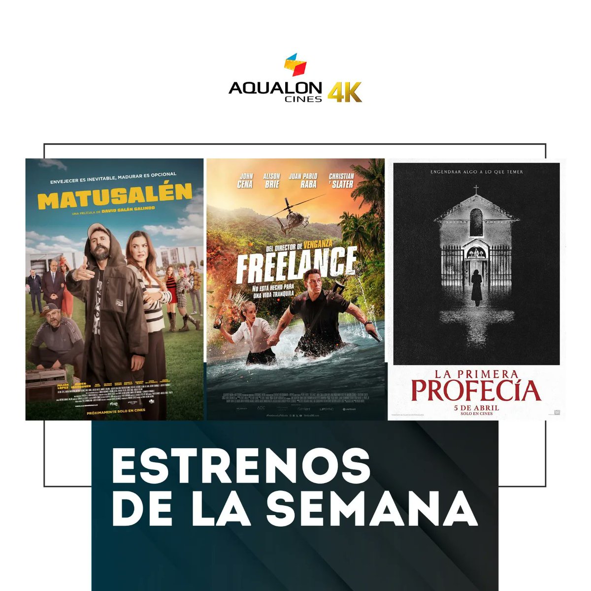 🍿No te pierdas los estrenos de la semana:
🎥Mayday club
🎥Pequeñas cartas indiscretas
🎥Mis ganas ganan, la historia de Elena Huelva
🎥Matusalén
🎥Freelance
🎥La primera profecía
📲Consulta los pases y compra tus entradas: cinesaqualon.com
#cinesaqualon4k
