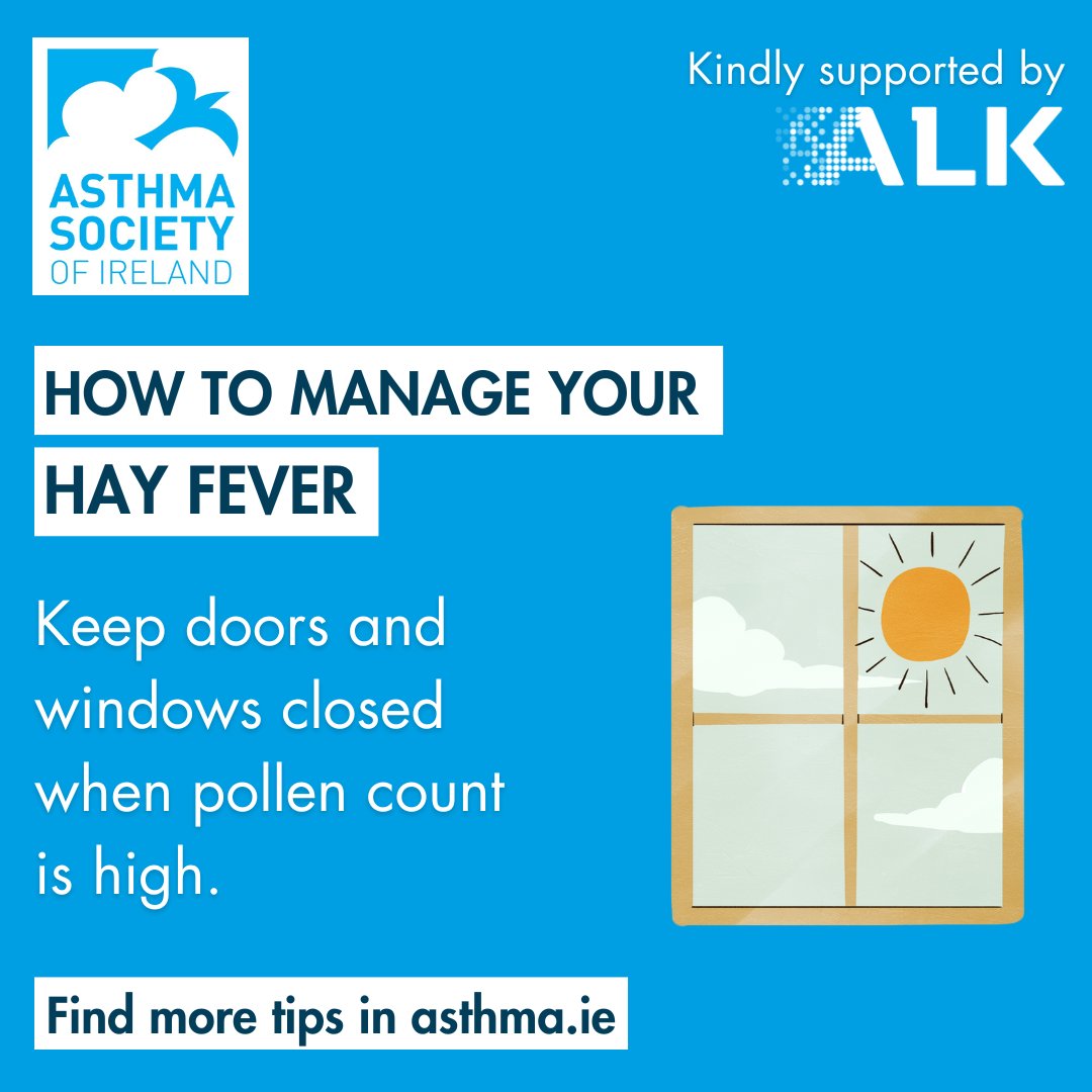 Today, we're excited to share one of our top tips for managing hay fever.🪟🌿 Find more helpful tips in asthma.ie #Asthma #HayFever #AsthmaSociety #ALK