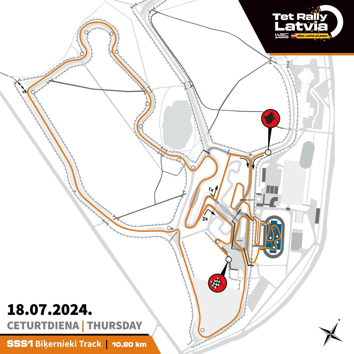 The route of SSS1 Biķernieki Track has been revealed! #TetRallyLatvia #WRC @OfficialWRC